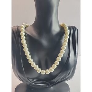 Faux Pearl Strand Necklace Ivory‎ Cream Beaded Wedding Necklace